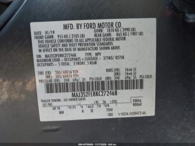 2019 FORD ECOSPORT MAJ3S2FE8KC272468 Photo 8