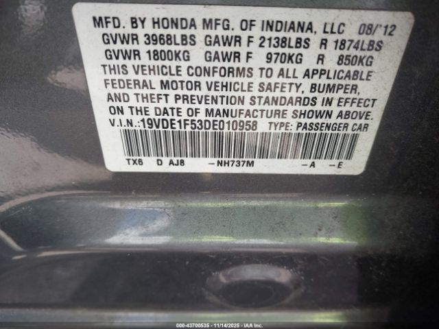2013 ACURA ILX 19VDE1F53DE010958 Photo 8