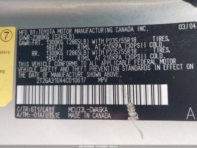 2004 LEXUS RX 330 2T2GA31U44C010617 Photo 8