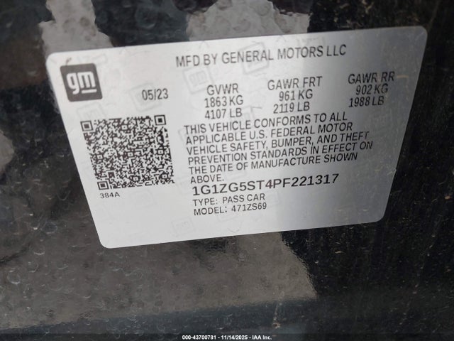 1G1ZG5ST4PF221317 Chevrolet MALIBU RS