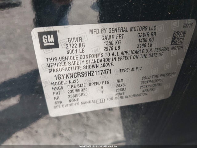 2017 CADILLAC XT5 1GYKNCRS6HZ117471 Photo 8