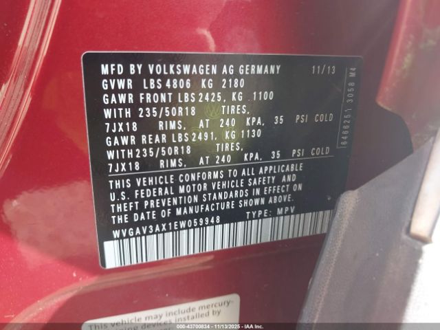 2014 VOLKSWAGEN TIGUAN WVGAV3AX1EW059948 Photo 8