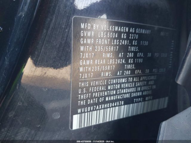 2017 VOLKSWAGEN TIGUAN WVGBV7AX8HK044578 Photo 8