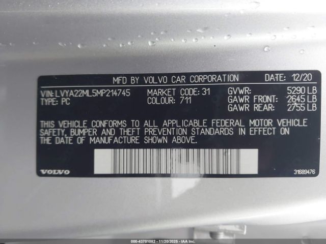 2021 VOLVO S90 LVYA22ML5MP214745 Photo 8