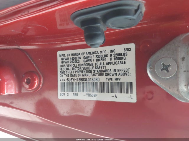 2003 HONDA ELEMENT 5J6YH18583L013030 Photo 8