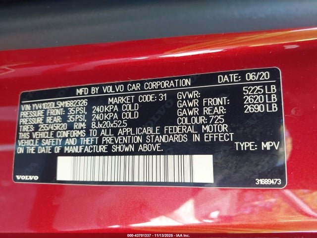 2021 VOLVO XC60 YV4102DL5M1682326 Photo 8