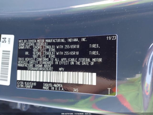 2024 TOYOTA GRAND HIGHLANDER 5TDAAAB59RS026302 Photo 8