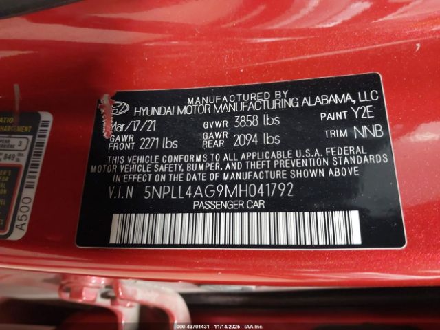 2021 HYUNDAI ELANTRA 5NPLL4AG9MH041792 Photo 8