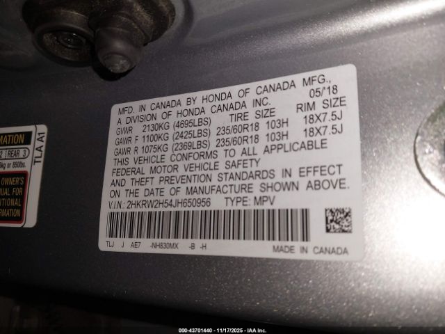 2018 HONDA CR-V 2HKRW2H54JH650956 Photo 8