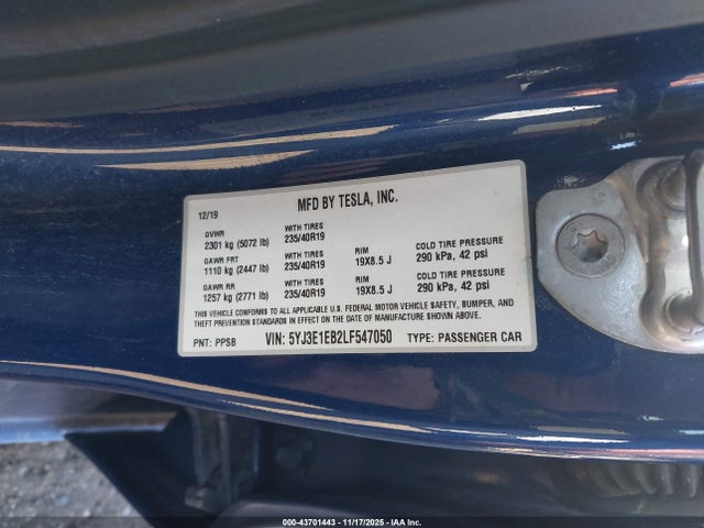 2020 TESLA MODEL 3 5YJ3E1EB2LF547050 Photo 8