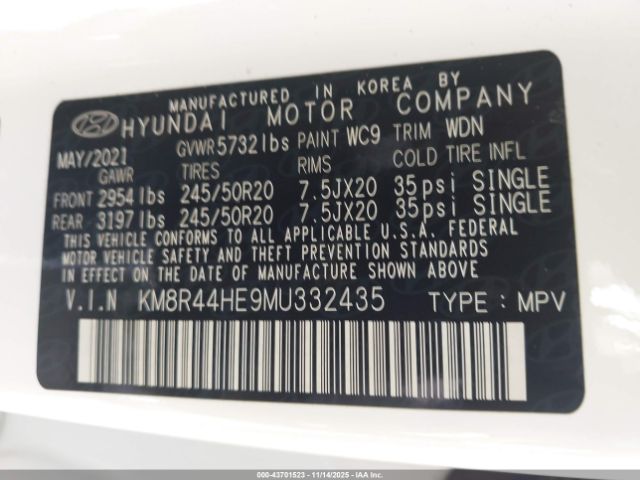 2021 HYUNDAI PALISADE KM8R44HE9MU332435 Photo 8