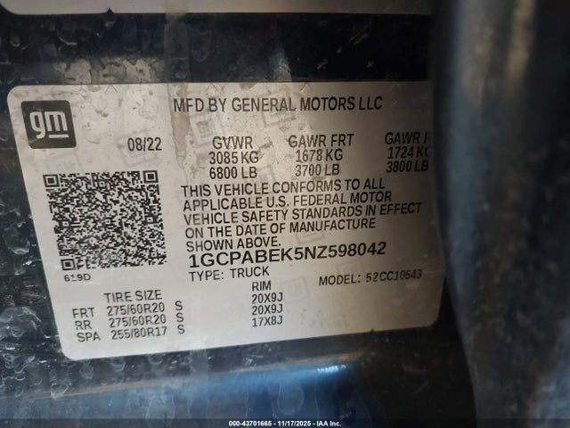 1GCPABEK5NZ598042 Chevrolet Silverado C1500 Custom