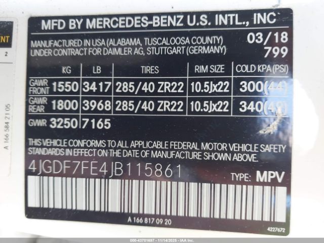 2018 MERCEDES-BENZ AMG GLS 63 4JGDF7FE4JB115861 Photo 8