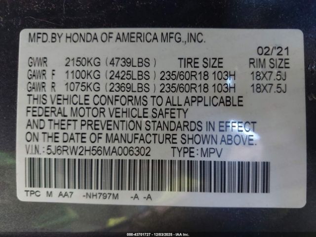 2021 HONDA CR-V 5J6RW2H56MA006302 Photo 8