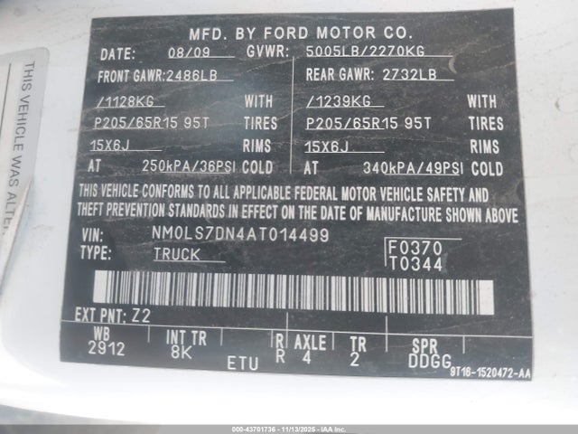 Aukcja sprzedaży 2010 Ford Transit Connect Xlt, vin: NM0LS7DN4AT014499, numer aukcji: 43701736