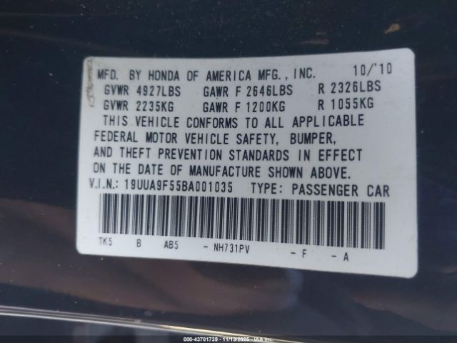 2011 ACURA TL 19UUA9F55BA001035 Photo 8