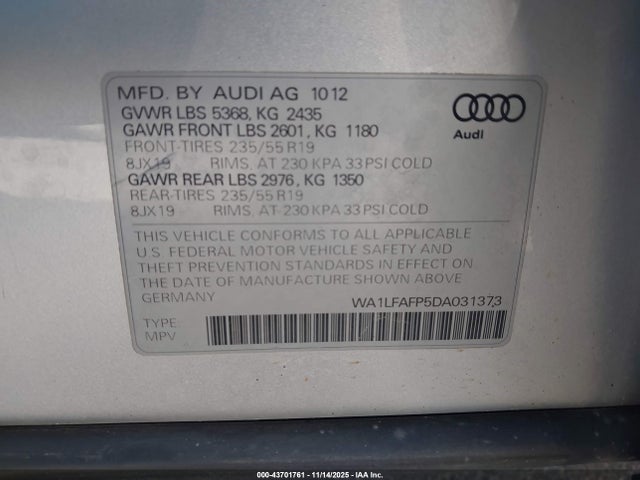 2013 AUDI Q5 WA1LFAFP5DA031373 Photo 8
