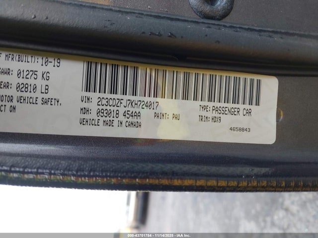 2C3CDZFJ7KH724017 Dodge Challenger R/t Scat Pack