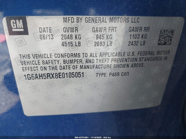 2014 CADILLAC ATS 1G6AH5RX8E0105051 Photo 8