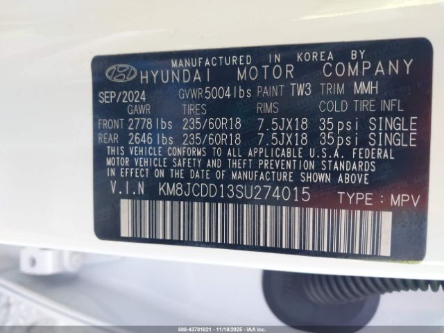 2025 HYUNDAI TUCSON HYBRID KM8JCDD13SU274015 Photo 8