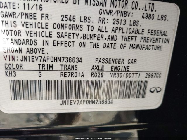 2017 INFINITI Q50 JN1EV7AP0HM736634 Photo 8