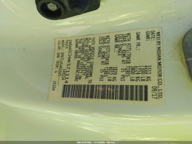 1N6AA1C54HN571114 Nissan Titan Pro-4x