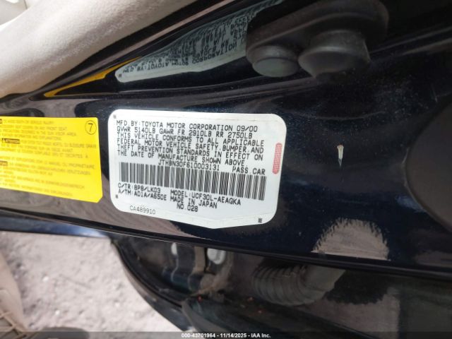 2001 LEXUS LS 430 JTHBN30F610003131 Photo 8