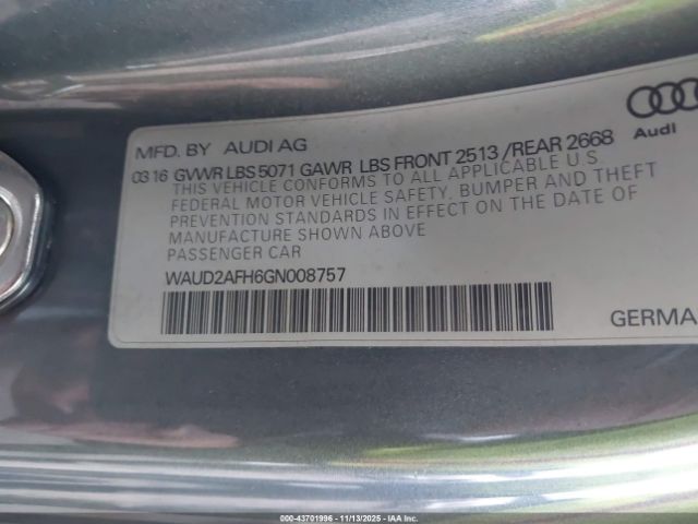 2016 AUDI A5 WAUD2AFH6GN008757 Photo 8