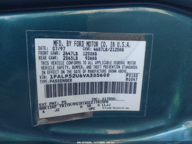1997 FORD TAURUS 1FALP52U6VA305600 Photo 8