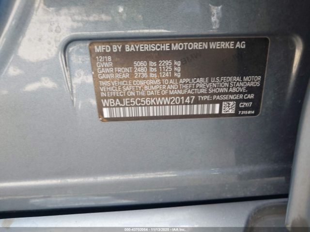 2019 BMW 540I WBAJE5C56KWW20147 Photo 8