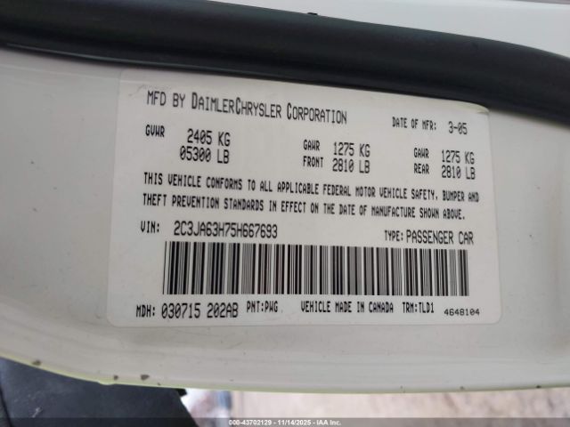 2005 CHRYSLER 300C 2C3JA63H75H667693 Photo 8