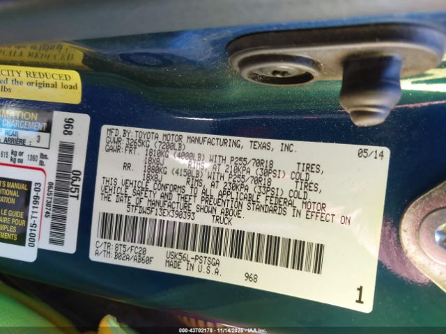 2014 TOYOTA TUNDRA 5TFDW5F13EX390393 Photo 8