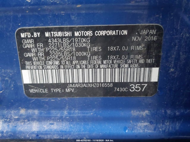 2017 MITSUBISHI OUTLANDER SPORT JA4AR3AUXHZ016558 Photo 8