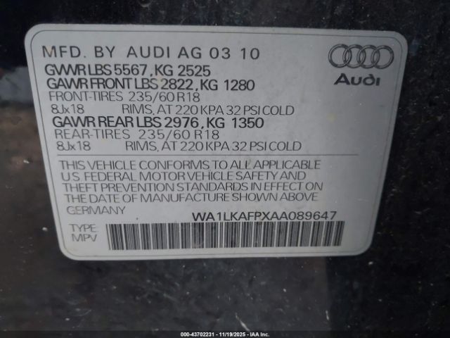 2010 AUDI Q5 WA1LKAFPXAA089647 Photo 8