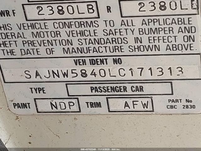 1990 JAGUAR XJS SAJNW5840LC171313 Photo 8