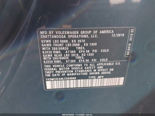 2020 VOLKSWAGEN ATLAS CROSS SPORT 1V2MC2CA6LC203999 Photo 8