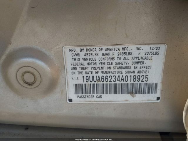 2004 ACURA TL 19UUA66234A018925 Photo 8