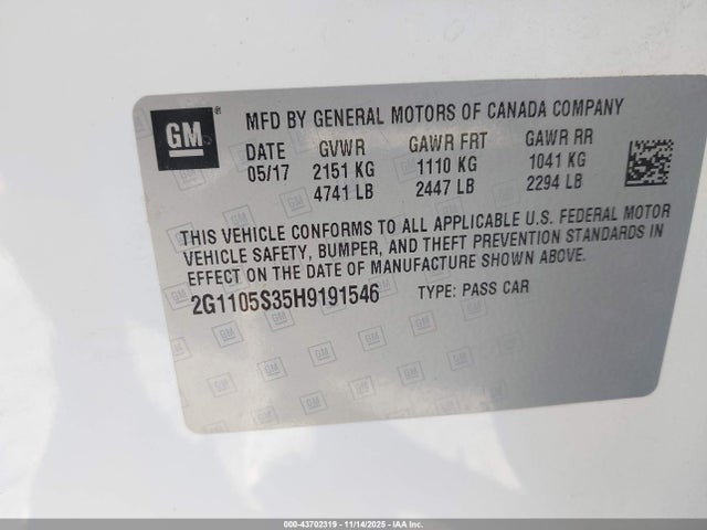 2G1105S35H9191546 Chevrolet IMPALA 1LT
