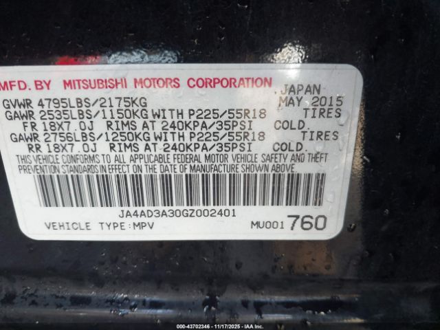 2016 MITSUBISHI OUTLANDER JA4AD3A30GZ002401 Photo 8
