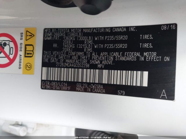 2016 LEXUS RX 350 2T2BZMCA4GC052298 Photo 8