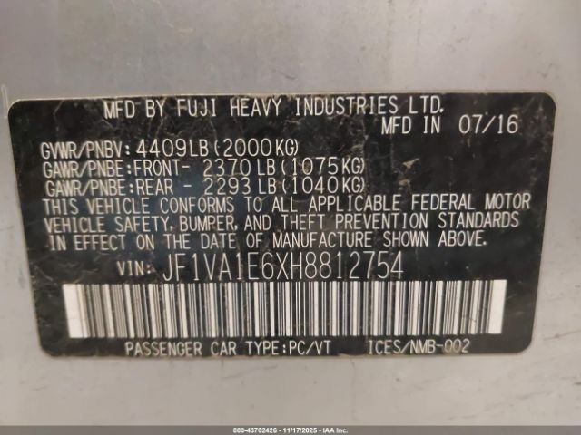 2017 SUBARU WRX JF1VA1E6XH8812754 Photo 8