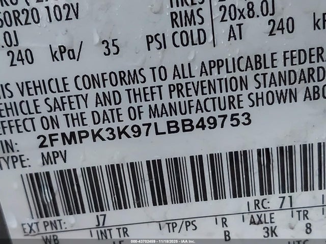 2020 FORD EDGE 2FMPK3K97LBB49753 Photo 8