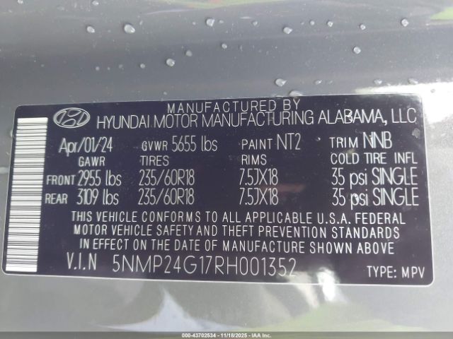 2024 HYUNDAI SANTA FE HYBRID 5NMP24G17RH001352 Photo 8