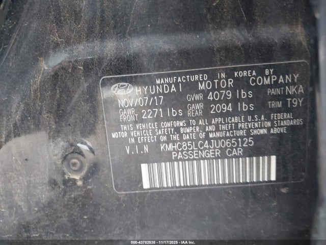 KMHC85LC4JU065125 Hyundai Ioniq Hybrid Limited