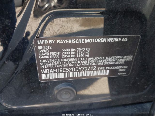 2013 BMW 550I WBAFU9C52DDY70712 Photo 8