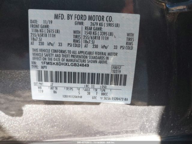 2020 FORD EXPLORER 1FMSK8DHXLGB24849 Photo 8