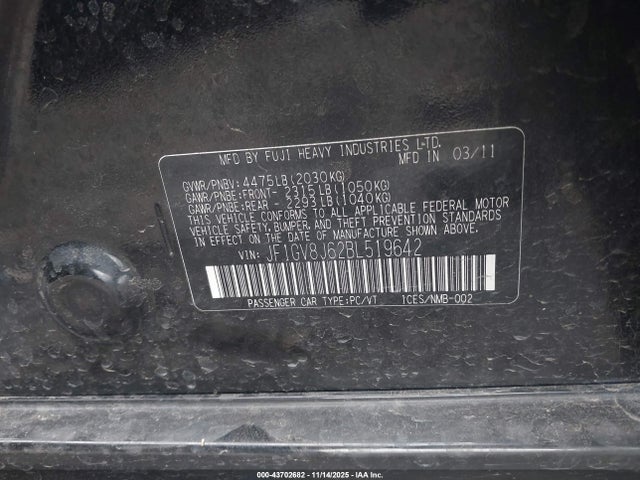 2011 SUBARU IMPREZA WRX STI JF1GV8J62BL519642 Photo 8