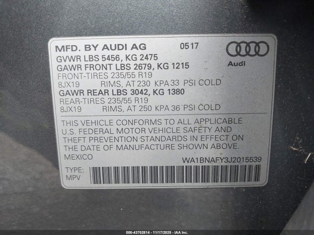 2018 AUDI Q5 WA1BNAFY3J2015539 Photo 8
