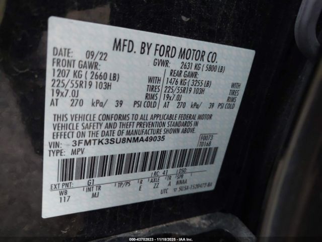 2022 FORD MUSTANG MACH-E 3FMTK3SU8NMA49035 Photo 8