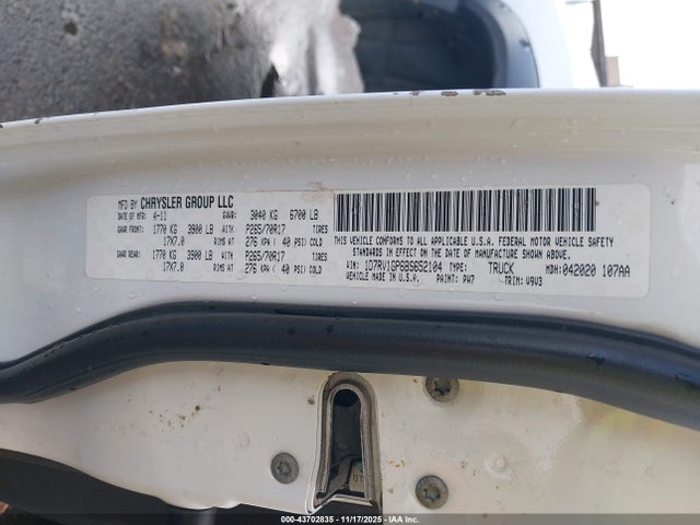 43702835 :رقم المزاد ، 1D7RV1GP6BS652104 vin ، 2011 Ram Ram 1500 St مزاد بيع